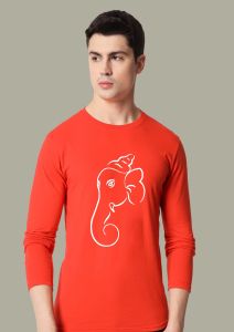 ganpati red full sleeve men round neck t-shirt