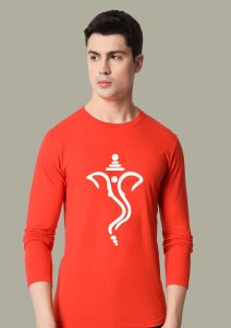 ganpati red full sleeve men round neck t-shirt
