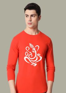 ganpati red full sleeve men round neck t-shirt