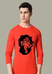 ganpati red full sleeve men round neck t-shirt