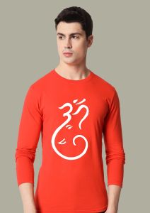 ganpati red full sleeve men round neck t-shirt