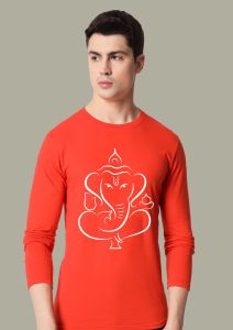 ganpati red full sleeve men round neck t-shirt
