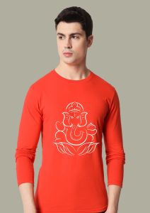 ganpati red full sleeve men round neck t-shirt