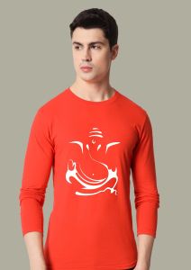 ganpati red full sleeve men round neck t-shirt
