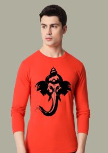 ganpati red full sleeve men round neck t-shirt