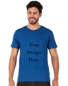 Custom blue men round neck t-shirt