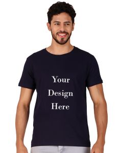 Custom navy blue men round neck t-shirt