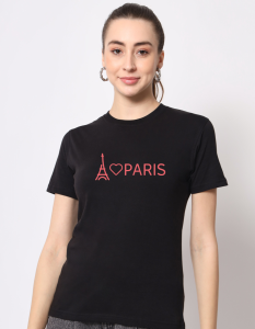 Love Paris half sleeve women round neck t-shirt