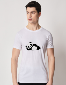 Panda half sleeve men round neck t-shirt