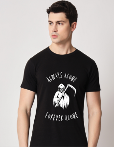 Always Alone half sleeve men round neck t-shirt