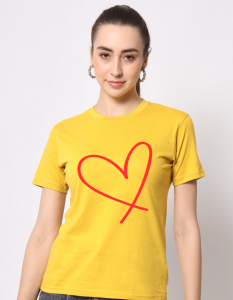 Heart half sleeve women round neck t-shirt
