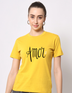 Amor half sleeve women round neck t-shirt