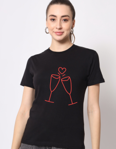 Heart Cheers half sleeve women round neck t-shirt