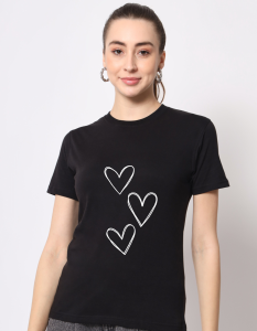Heart7 half sleeve women round neck t-shirt