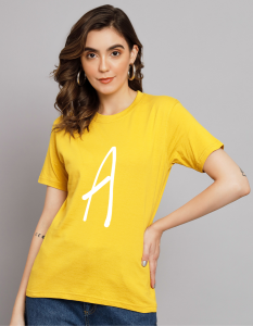 Alphabet half sleeve women round neck t-shirt