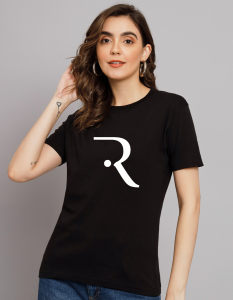 Alphabet R half sleeve women round neck t-shirt