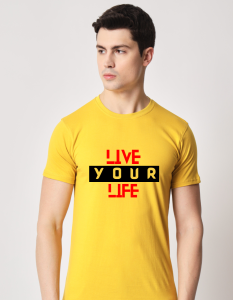 Live Your Life half sleeve men round neck t-shirt