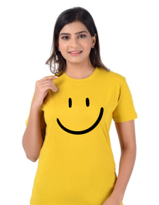 Smile half sleeve women round neck t-shirt