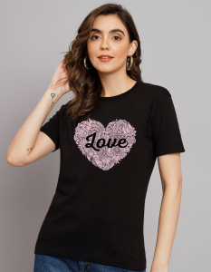 Love half sleeve women round neck t-shirt
