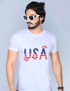 USA half sleeve men round neck t-shirt