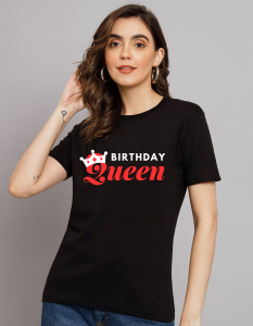 Birthday Queen half sleeve women round neck t-shirt