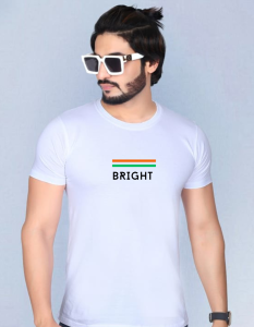 Bright half sleeve men round neck t-shirt