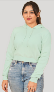 Women Crop Mint Hoodie 