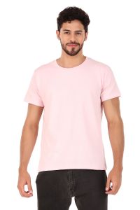 pink half sleeve men round neck t-shirt