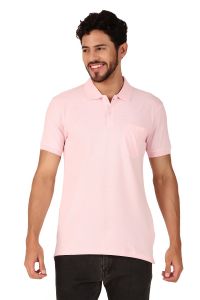 pink pocket polo men polo neck t-shirt