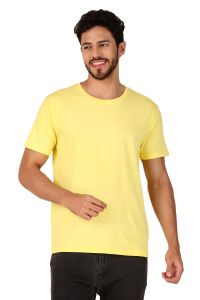 yellow half sleeve men round neck t-shirt