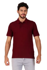 maroon  men polo neck t-shirt