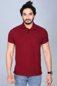 Plain Maroon men polo neck t-shirt