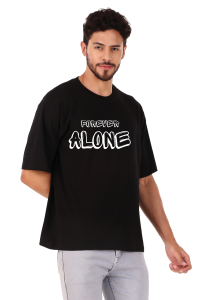 alone half sleeve men round neck t-shirt