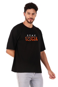 alone half sleeve men round neck t-shirt