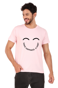 happiness half sleeve men round neck t-shirt