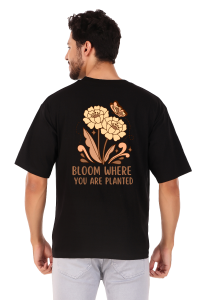 flower half sleeve men round neck t-shirt