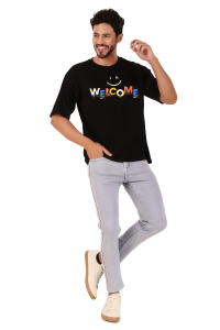 welcome half sleeve men round neck t-shirt