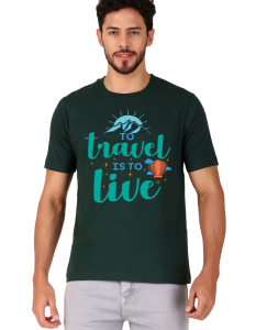 travel half sleeve men round neck t-shirt