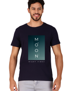 moon half sleeve men round neck t-shirt