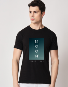 moon half sleeve men round neck t-shirt