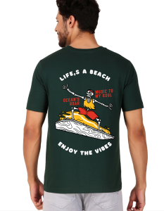beach half sleeve men round neck t-shirt