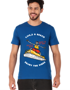 beach half sleeve men round neck t-shirt