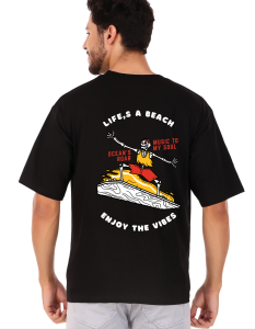 beach half sleeve men round neck t-shirt