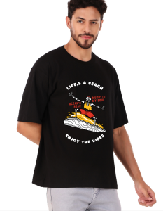 beach half sleeve men round neck t-shirt