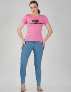 car half sleeve women round neck t-shirt