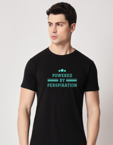Powered by Perspiration half sleeve men round neck t-shirt