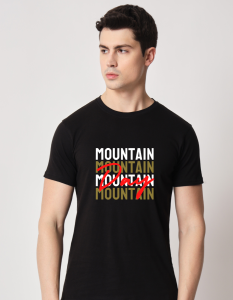 Mountain half sleeve men round neck t-shirt