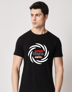 singel happy half sleeve men round neck t-shirt
