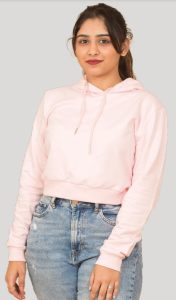 Women Crop Soft Pink Hoodie 