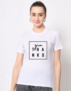 Give thanks half sleeve women round neck t-shirt
